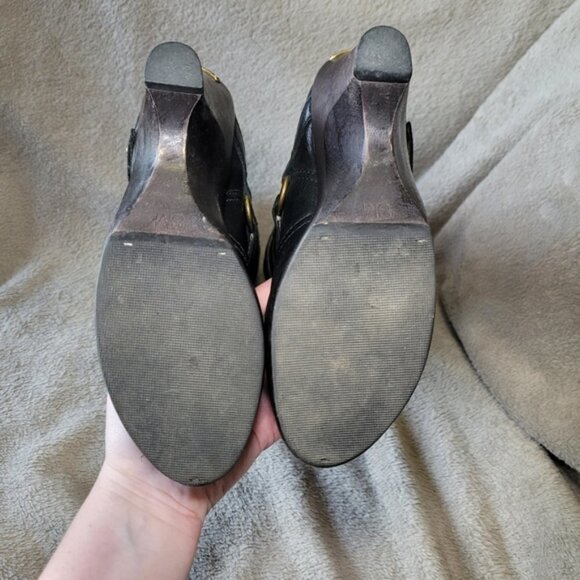 Michael Kors black leather round toe mid calf heeled boots size 8 - Picture 14 of 16